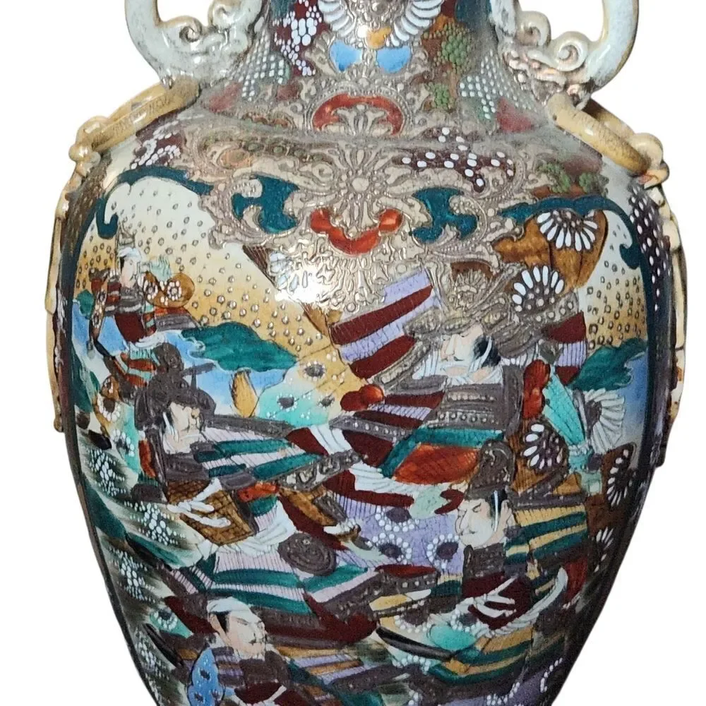 Chinese Vase Famille Rose 24 Inches Floral Human Figure Hand Painted 19th Cent.